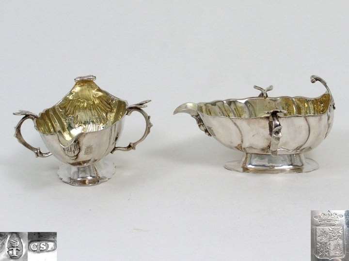 Pair of German Silver Sauce Boats, Gilt Inside